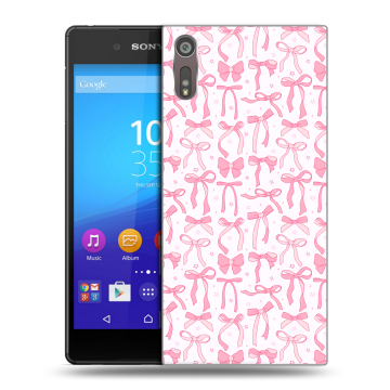 Пластиковый чехол на Sony Xperia XZ с принтом Розовые бантики Пластиковый чехол на Sony Xperia XZ с принтом Розовые бантики