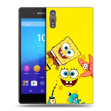Пластиковый чехол на Sony Xperia XZ с принтом Спанч боб Спанчбоб Пластиковый чехол на Sony Xperia XZ с принтом Спанч боб Спанчбоб