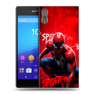Пластиковый чехол на Sony Xperia XZ с принтом Spiderman Человек паук Пластиковый чехол на Sony Xperia XZ с принтом Spiderman Человек паук