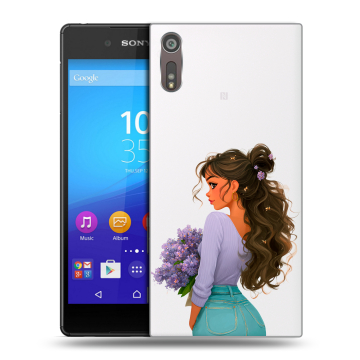 Пластиковый чехол на Sony Xperia XZ с принтом девушка цветы Пластиковый чехол на Sony Xperia XZ с принтом девушка цветы