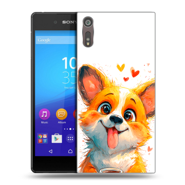 Пластиковый чехол на Sony Xperia XZ с принтом корги