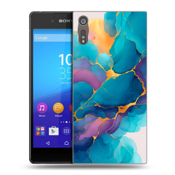 Пластиковый чехол на Sony Xperia XZ с принтом Мрамор блестки Пластиковый чехол на Sony Xperia XZ с принтом Мрамор блестки
