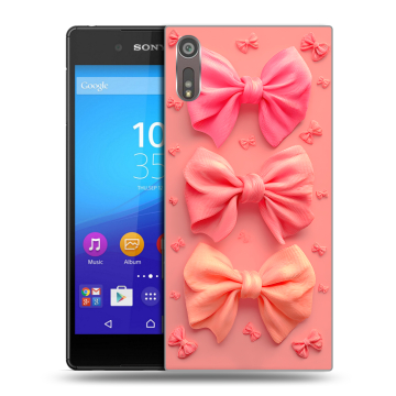 Пластиковый чехол на Sony Xperia XZ с принтом Розовые бантики Пластиковый чехол на Sony Xperia XZ с принтом Розовые бантики
