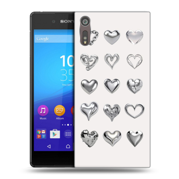 Пластиковый чехол на Sony Xperia XZ с принтом Y2K сердечки Пластиковый чехол на Sony Xperia XZ с принтом Y2K сердечки