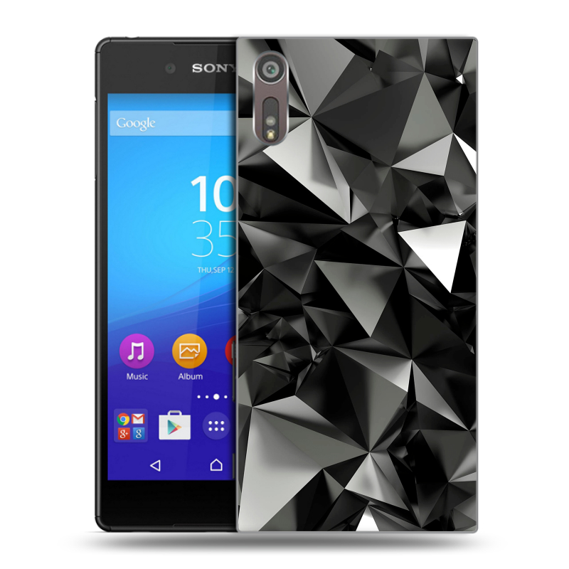 Пластиковый чехол на Sony Xperia XZ с принтом Черные кристаллы Пластиковый чехол на Sony Xperia XZ с принтом Черные кристаллы