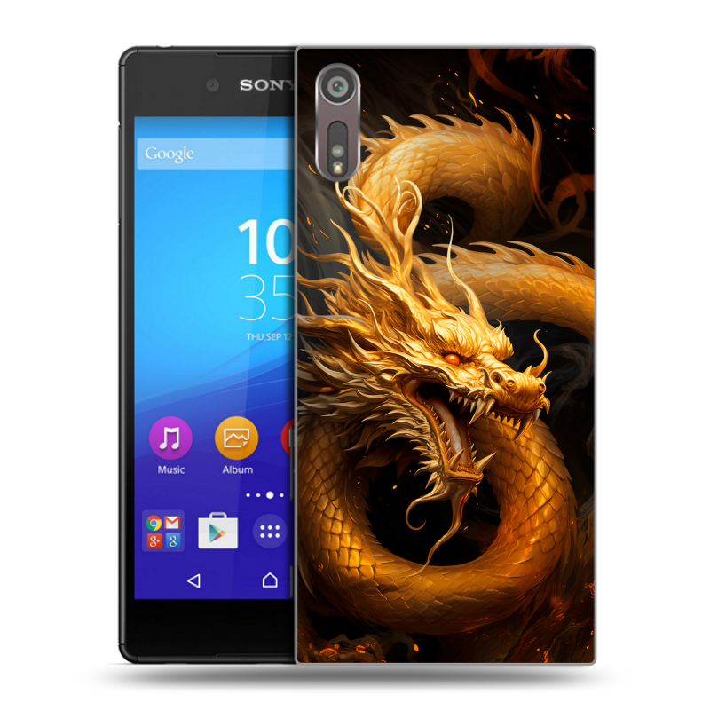 Пластиковый чехол на Sony Xperia XZ с принтом Золотой дракон Пластиковый чехол на Sony Xperia XZ с принтом Золотой дракон