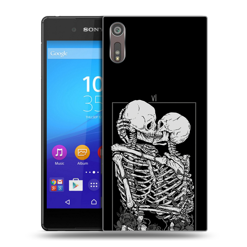 Пластиковый чехол на Sony Xperia XZ с принтом Поцелуй скелетов Пластиковый чехол на Sony Xperia XZ с принтом Поцелуй скелетов