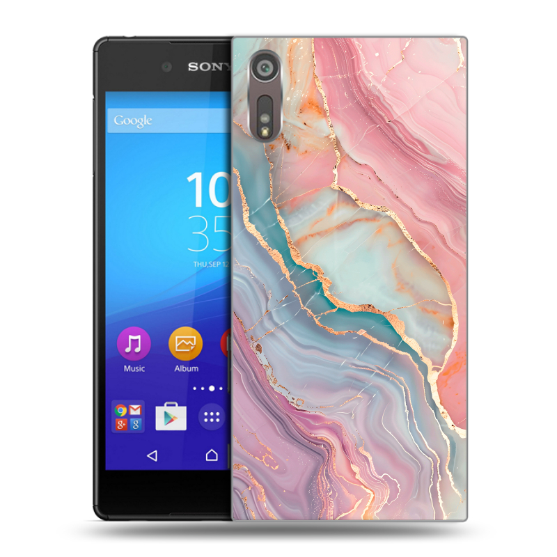 Пластиковый чехол на Sony Xperia XZ с принтом розовый мрамор Пластиковый чехол на Sony Xperia XZ с принтом розовый мрамор