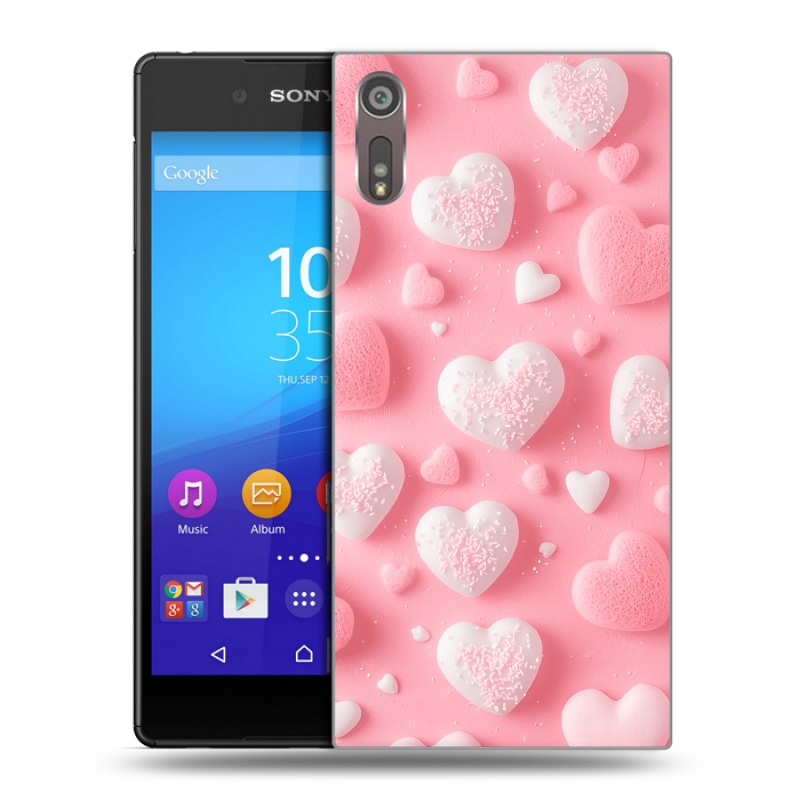 Пластиковый чехол на Sony Xperia XZ с принтом Сердечки Пластиковый чехол на Sony Xperia XZ с принтом Сердечки