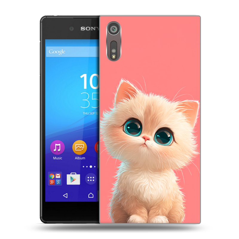 Пластиковый чехол на Sony Xperia XZ с принтом Розовый котенок Пластиковый чехол на Sony Xperia XZ с принтом Розовый котенок