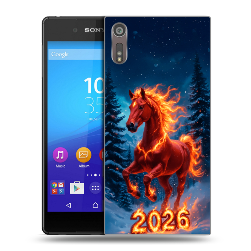 Пластиковый чехол на Sony Xperia XZ с принтом Новый год коня Пластиковый чехол на Sony Xperia XZ с принтом Новый год коня