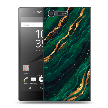 Пластиковый чехол на Sony Xperia X Compact с принтом Мрамор зеленое золото