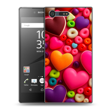 Пластиковый чехол на Sony Xperia X Compact с принтом Сердечки