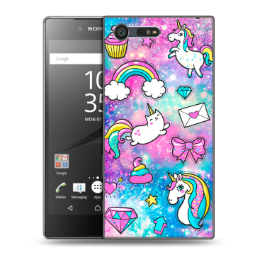 Пластиковый чехол на Sony Xperia X Compact с принтом Единороги