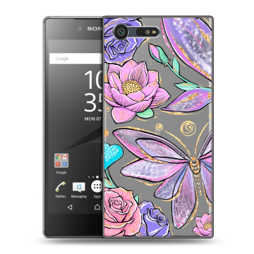 Пластиковый чехол на Sony Xperia X Compact с принтом Бабочки и цветы Пластиковый чехол на Sony Xperia X Compact с принтом Бабочки и цветы