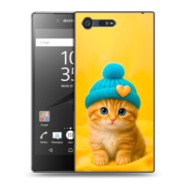 Пластиковый чехол на Sony Xperia X Compact с принтом Котенок в шапке Пластиковый чехол на Sony Xperia X Compact с принтом Котенок в шапке
