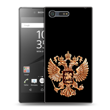 Пластиковый чехол на Sony Xperia X Compact с принтом Герб России золотой