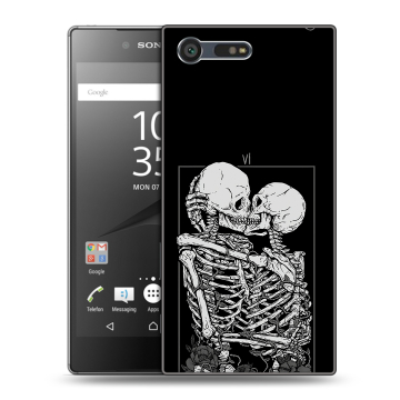 Пластиковый чехол на Sony Xperia X Compact с принтом Поцелуй скелетов Пластиковый чехол на Sony Xperia X Compact с принтом Поцелуй скелетов