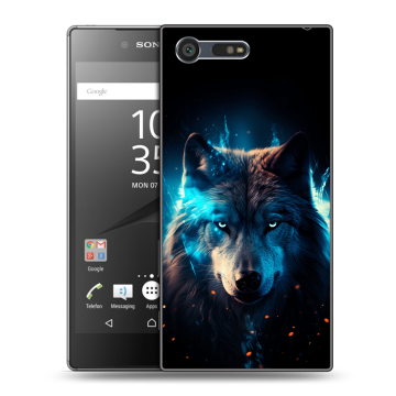 Пластиковый чехол на Sony Xperia X Compact с принтом Волк ночной