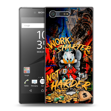 Пластиковый чехол на Sony Xperia X Compact с принтом Дональд Дак Деньги Пластиковый чехол на Sony Xperia X Compact с принтом Дональд Дак Деньги