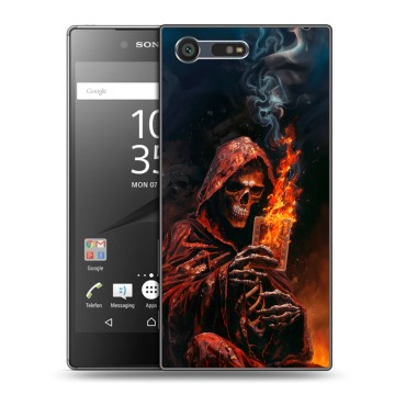 Пластиковый чехол на Sony Xperia X Compact с принтом Скелет и карты Пластиковый чехол на Sony Xperia X Compact с принтом Скелет и карты