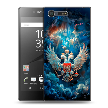 Пластиковый чехол на Sony Xperia X Compact с принтом Герб флаг России Пластиковый чехол на Sony Xperia X Compact с принтом Герб флаг России