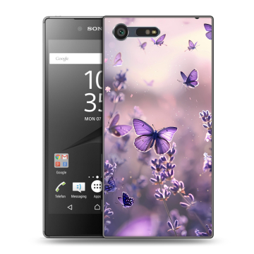 Пластиковый чехол на Sony Xperia X Compact с принтом бабочки и лаванда Пластиковый чехол на Sony Xperia X Compact с принтом бабочки и лаванда