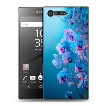 Пластиковый чехол на Sony Xperia X Compact с принтом голубые орхидеи Пластиковый чехол на Sony Xperia X Compact с принтом голубые орхидеи