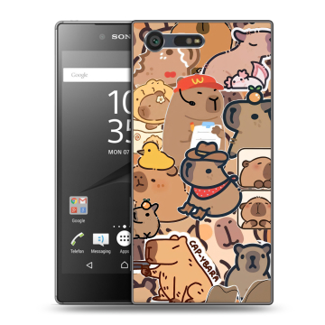 Пластиковый чехол на Sony Xperia X Compact с принтом капибара Пластиковый чехол на Sony Xperia X Compact с принтом капибара