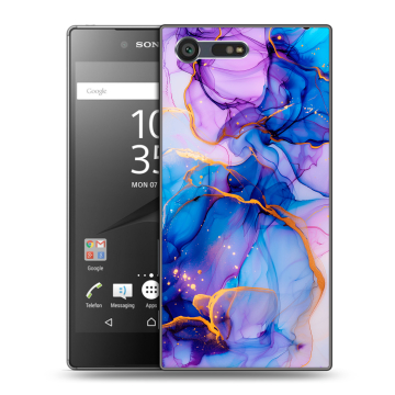 Пластиковый чехол на Sony Xperia X Compact с принтом синий мрамор Пластиковый чехол на Sony Xperia X Compact с принтом синий мрамор