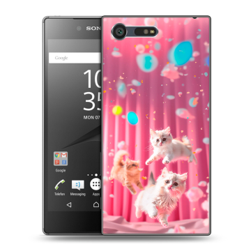 Пластиковый чехол на Sony Xperia X Compact с принтом милые котики Пластиковый чехол на Sony Xperia X Compact с принтом милые котики