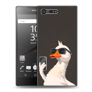Пластиковый чехол на Sony Xperia X Compact с принтом утка в очках Пластиковый чехол на Sony Xperia X Compact с принтом утка в очках