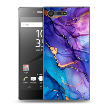 Пластиковый чехол на Sony Xperia X Compact с принтом синий мрамор Пластиковый чехол на Sony Xperia X Compact с принтом синий мрамор