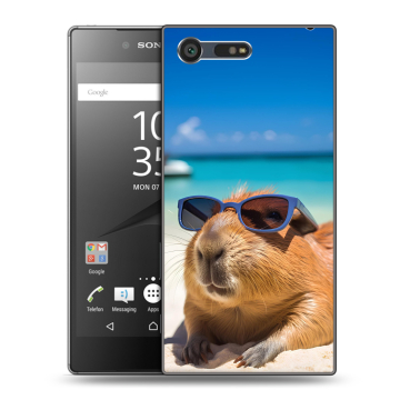 Пластиковый чехол на Sony Xperia X Compact с принтом Капибара Пластиковый чехол на Sony Xperia X Compact с принтом Капибара