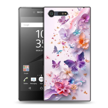 Пластиковый чехол на Sony Xperia X Compact с принтом цветы бабочки