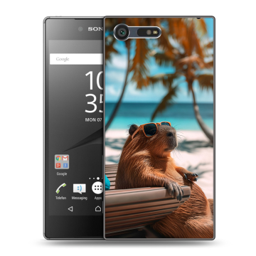 Пластиковый чехол на Sony Xperia X Compact с принтом Капибара Пластиковый чехол на Sony Xperia X Compact с принтом Капибара