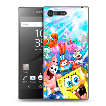 Пластиковый чехол на Sony Xperia X Compact с принтом спанчбоб спанч боб Пластиковый чехол на Sony Xperia X Compact с принтом спанчбоб спанч боб