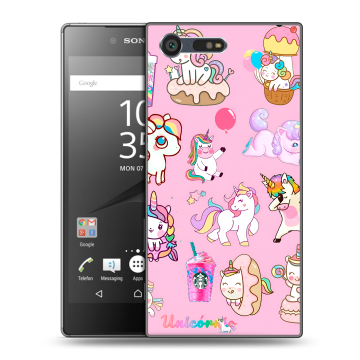 Пластиковый чехол на Sony Xperia X Compact с принтом розовые единороги Пластиковый чехол на Sony Xperia X Compact с принтом розовые единороги