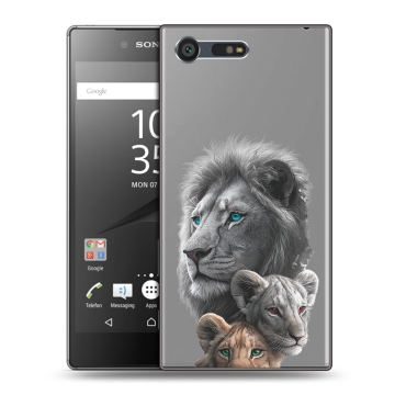 Пластиковый чехол на Sony Xperia X Compact с принтом Львы Пластиковый чехол на Sony Xperia X Compact с принтом Львы