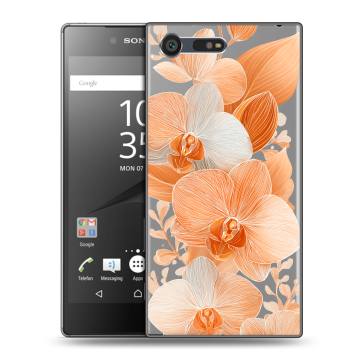 Пластиковый чехол на Sony Xperia X Compact с принтом Бежевые цветы Пластиковый чехол на Sony Xperia X Compact с принтом Бежевые цветы