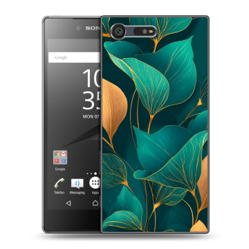 Пластиковый чехол на Sony Xperia X Compact с принтом Листья и золото Пластиковый чехол на Sony Xperia X Compact с принтом Листья и золото