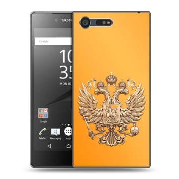 Пластиковый чехол на Sony Xperia X Compact с принтом Герб Флаг России