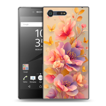 Пластиковый чехол на Sony Xperia X Compact с принтом Цветы и бабочки