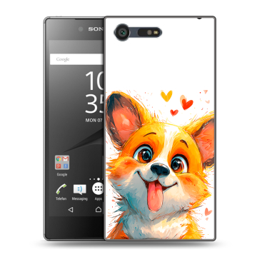 Пластиковый чехол на Sony Xperia X Compact с принтом корги Пластиковый чехол на Sony Xperia X Compact с принтом корги