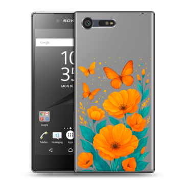 Пластиковый чехол на Sony Xperia X Compact с принтом цветы бабочки