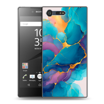 Пластиковый чехол на Sony Xperia X Compact с принтом Мрамор блестки