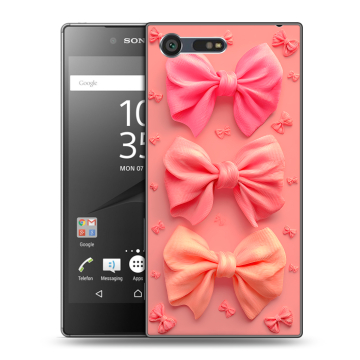 Пластиковый чехол на Sony Xperia X Compact с принтом Розовые бантики Пластиковый чехол на Sony Xperia X Compact с принтом Розовые бантики