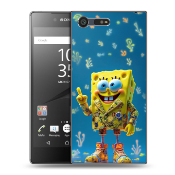 Пластиковый чехол на Sony Xperia X Compact с принтом Спанч боб Спанчбоб Пластиковый чехол на Sony Xperia X Compact с принтом Спанч боб Спанчбоб