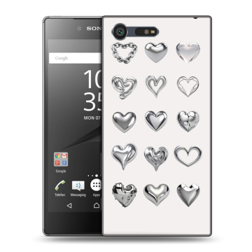 Пластиковый чехол на Sony Xperia X Compact с принтом Y2K сердечки Пластиковый чехол на Sony Xperia X Compact с принтом Y2K сердечки