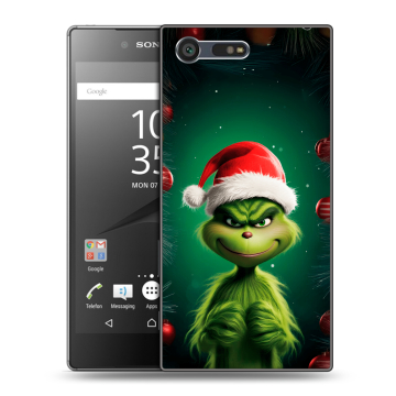 Пластиковый чехол на Sony Xperia X Compact с принтом Гринч Новый год Рождество